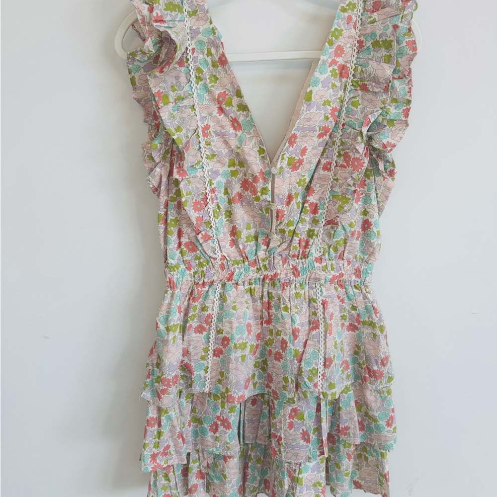 Floral Ruffle V-Neck Dress
